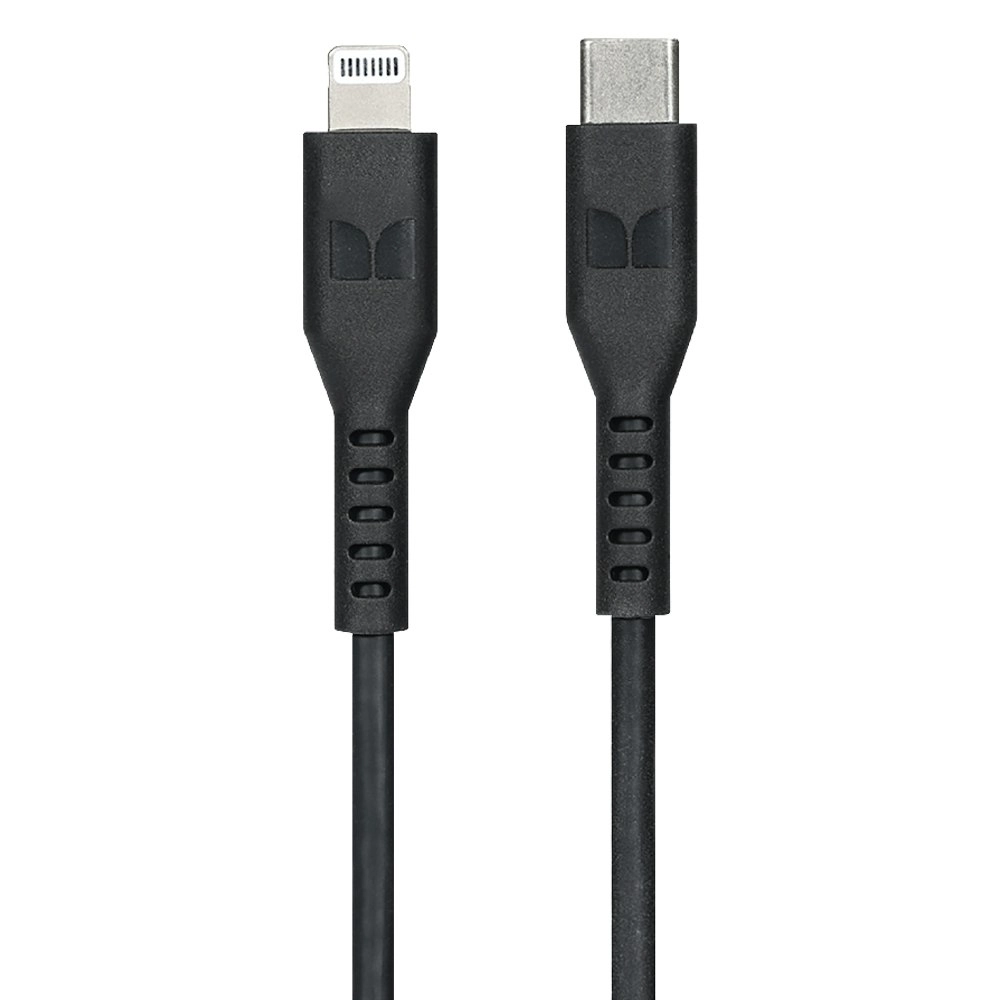 Monster 1.2M MFI-Certified Lightning to USB-C Charging/Sync Cable For iPhone BLK