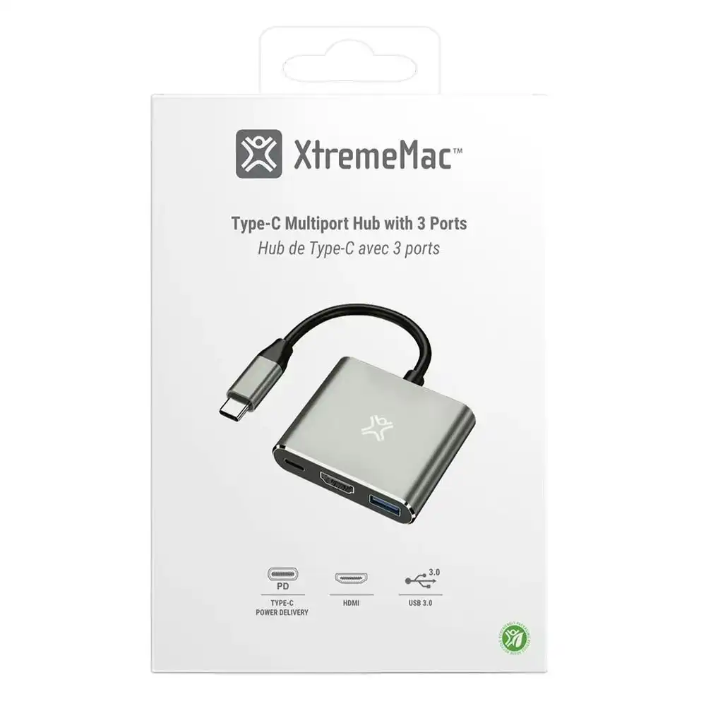 XtremeMac Type-C Laptop Connector Hub with HDMI + USB-A + USB-C PD Ports