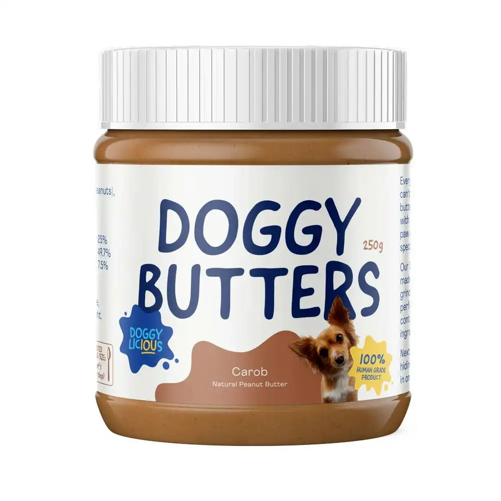 Doggylicious 100% Natural Carob Pet Dog Butter Snack Grain/Gluten Free 250g