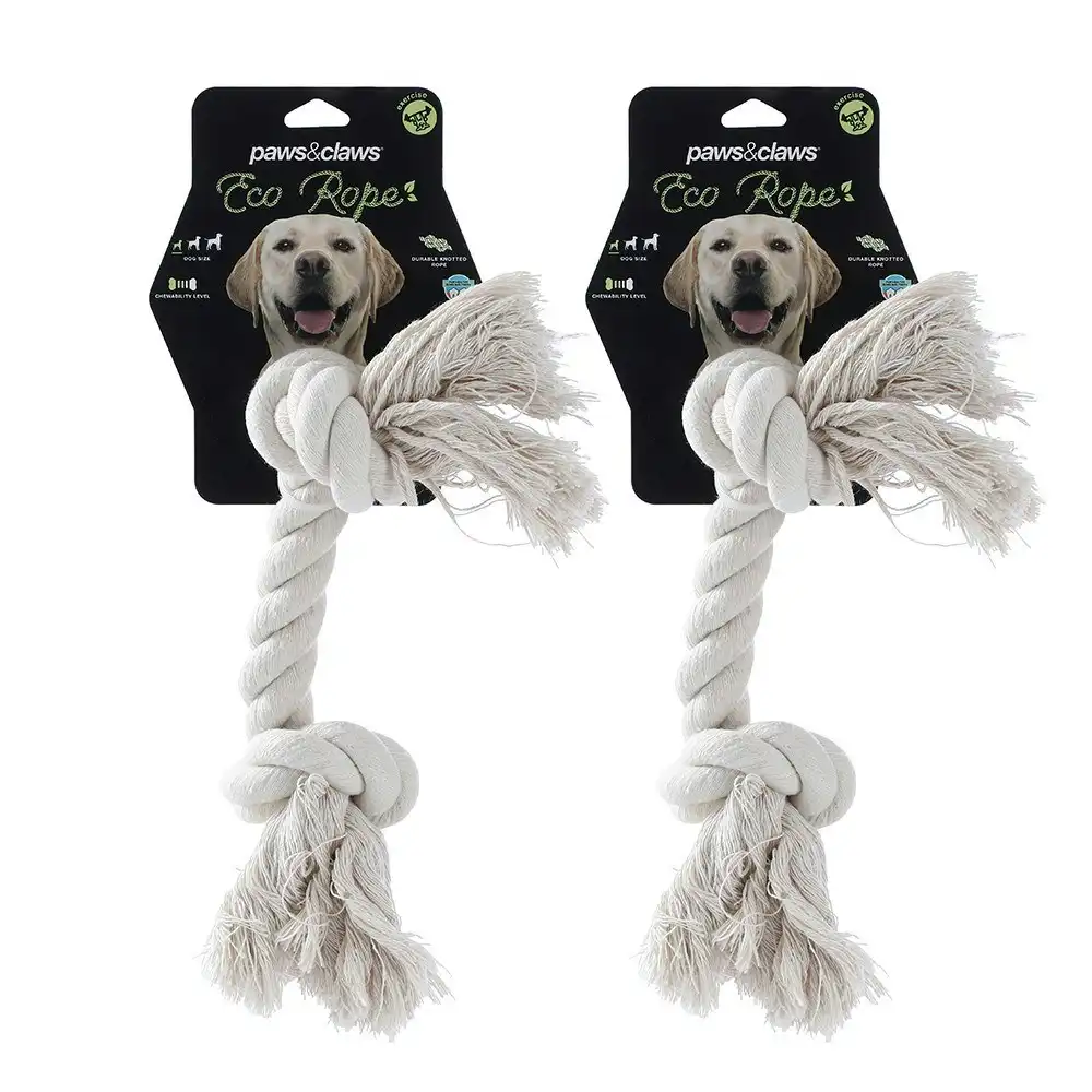 2x Paws & Claws 30cm Eco Braided/Knot Rope Pet/Dog Cotton Teeth Clean Chew Toy