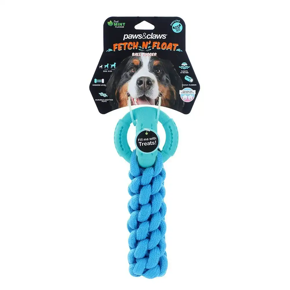 Paws & Claws Fetch N' Play Ball + Rope Tugger Dog/Pet Toy Assorted 24x10x10cm