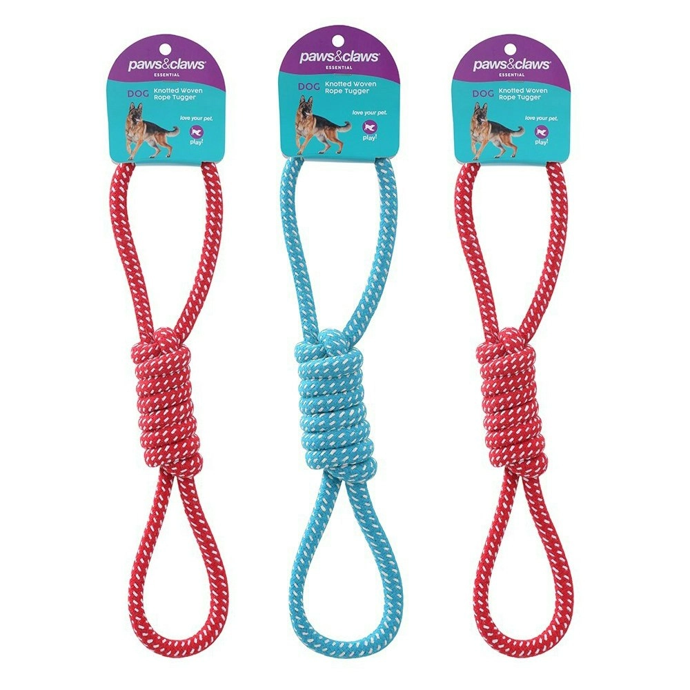 3x Paws & Claws 31cm/41cm/48cm Knotted Woven Rope Tuggers Dog Toy Assorted