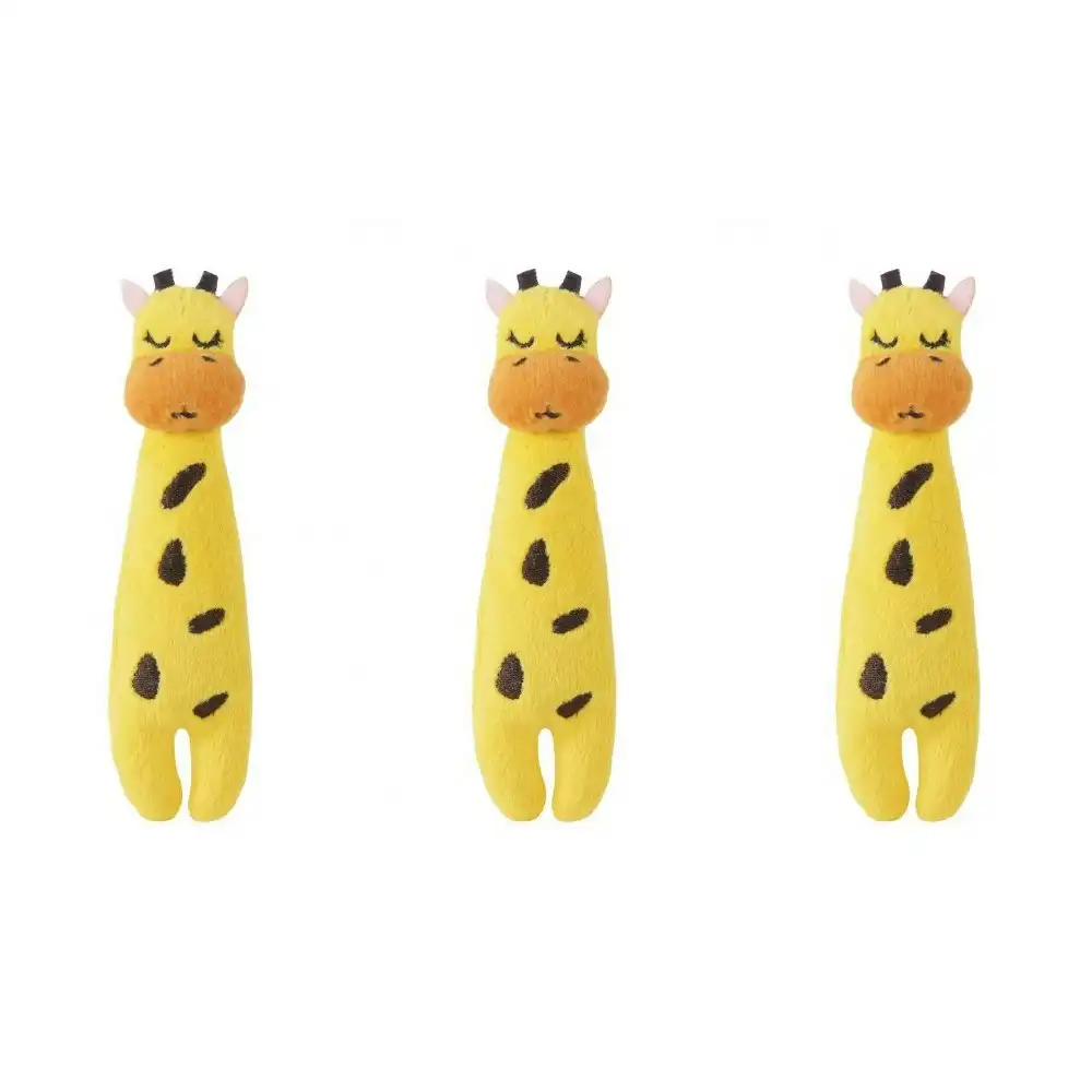 3x Rosewood Eco Friendly Pet/Cat Giraffe Plush Grab Interactive Play Toy Yellow
