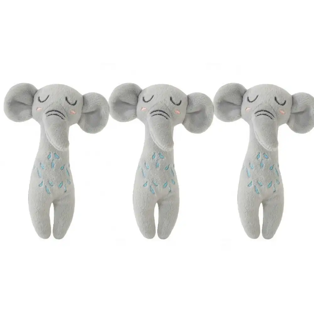 3x Rosewood Eco Friendly Pet/Cat Elephant Plush Grab Interactive Play Toy Grey