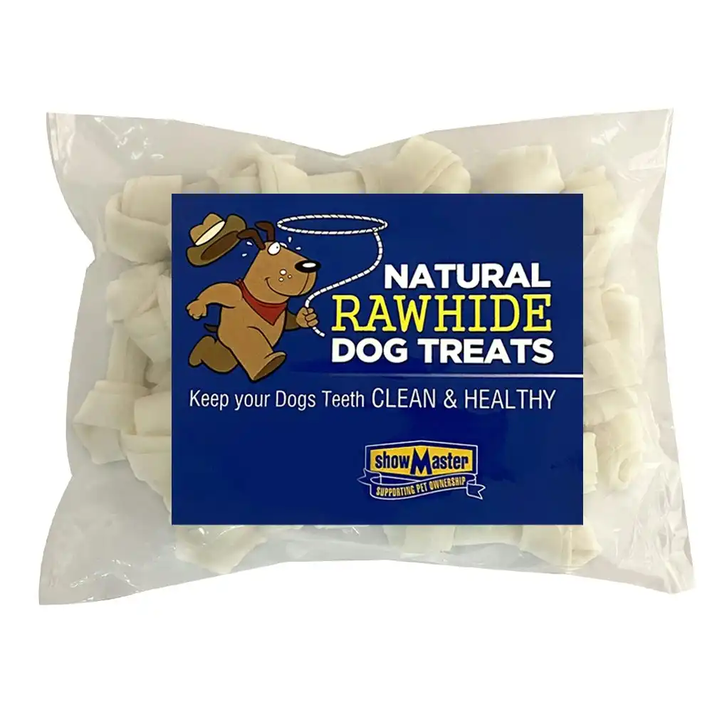 25pc Natural Rawhide Dog/Pet Dental Treats/Chew/Twist Knotted Hide Bones