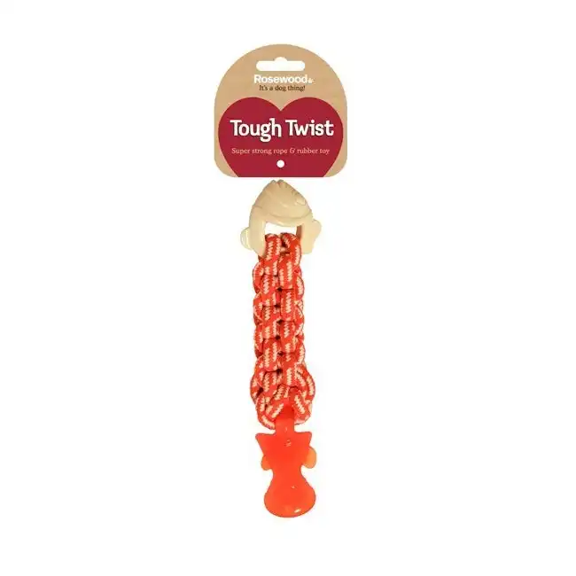 Rosewood Tough Twist 28cm Textured Fish Rope Rubber Dental Pet Dog Toy Orange