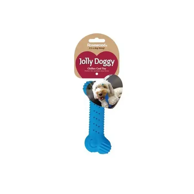 Rosewood 17cm Chillax Cool Bone Pet Dog Interactive Fun Fetch Play Toy Blue