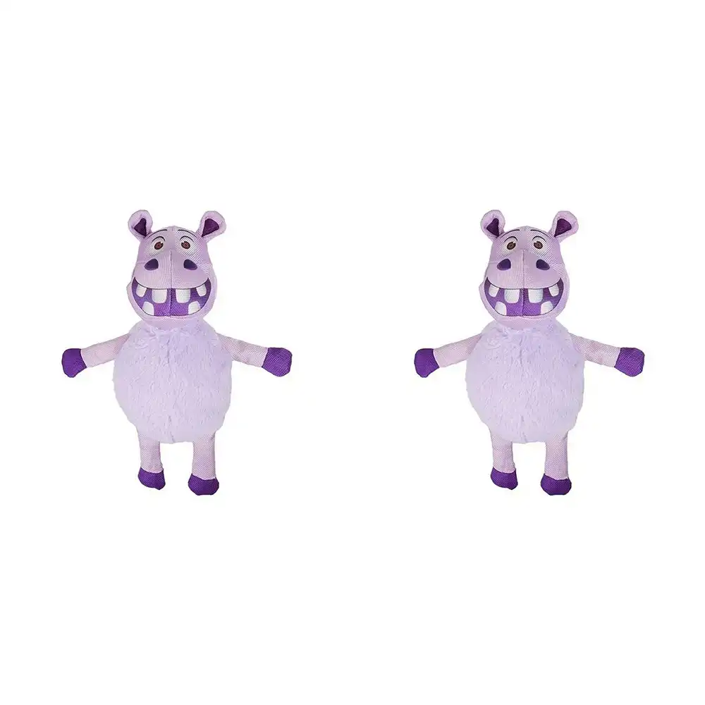 2x Rosewood Jolly Doggy Tough Safari Hippo w/ Squeaker Pet Dog Play Toy Purple