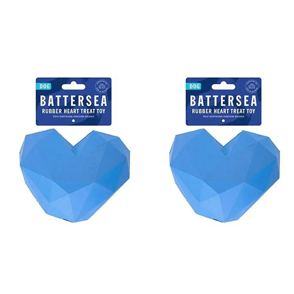 2x Rosewood Battersea Rubber Heart Treat Dispensing Pet Dog Interactive Toy Blue