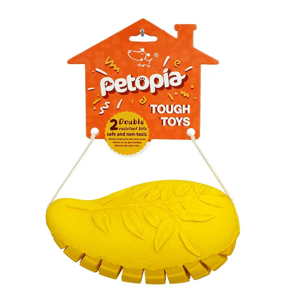 Petopia Ultra Tough 14cm Rubber Mango Magic Dog Toy Chew Treat Medium Yellow