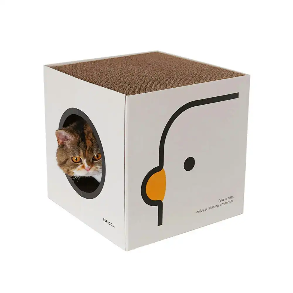 Purroom 32cm Cardboard Double Scratching Board Cat Pet House Box Square White