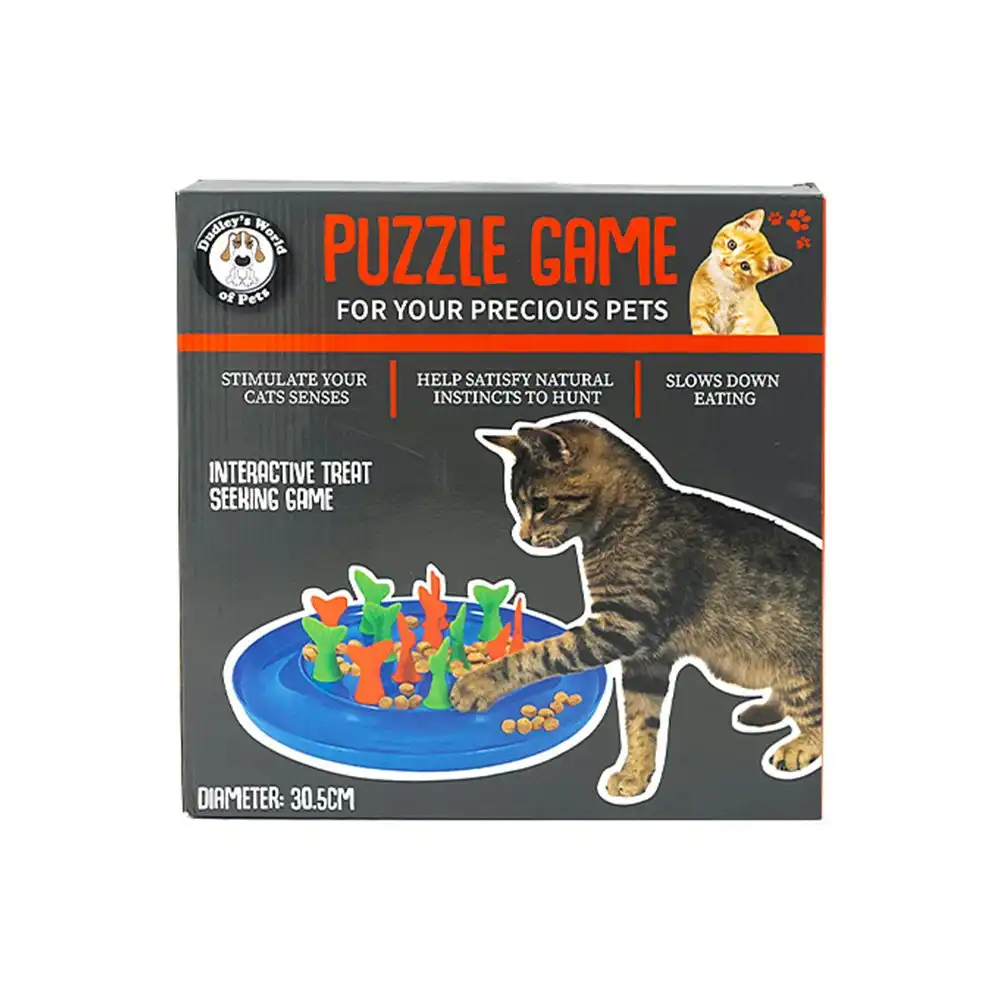 Dudley's World Of Pets Puzzle Interactive Cat Pet Play Toy Game Food Bowl