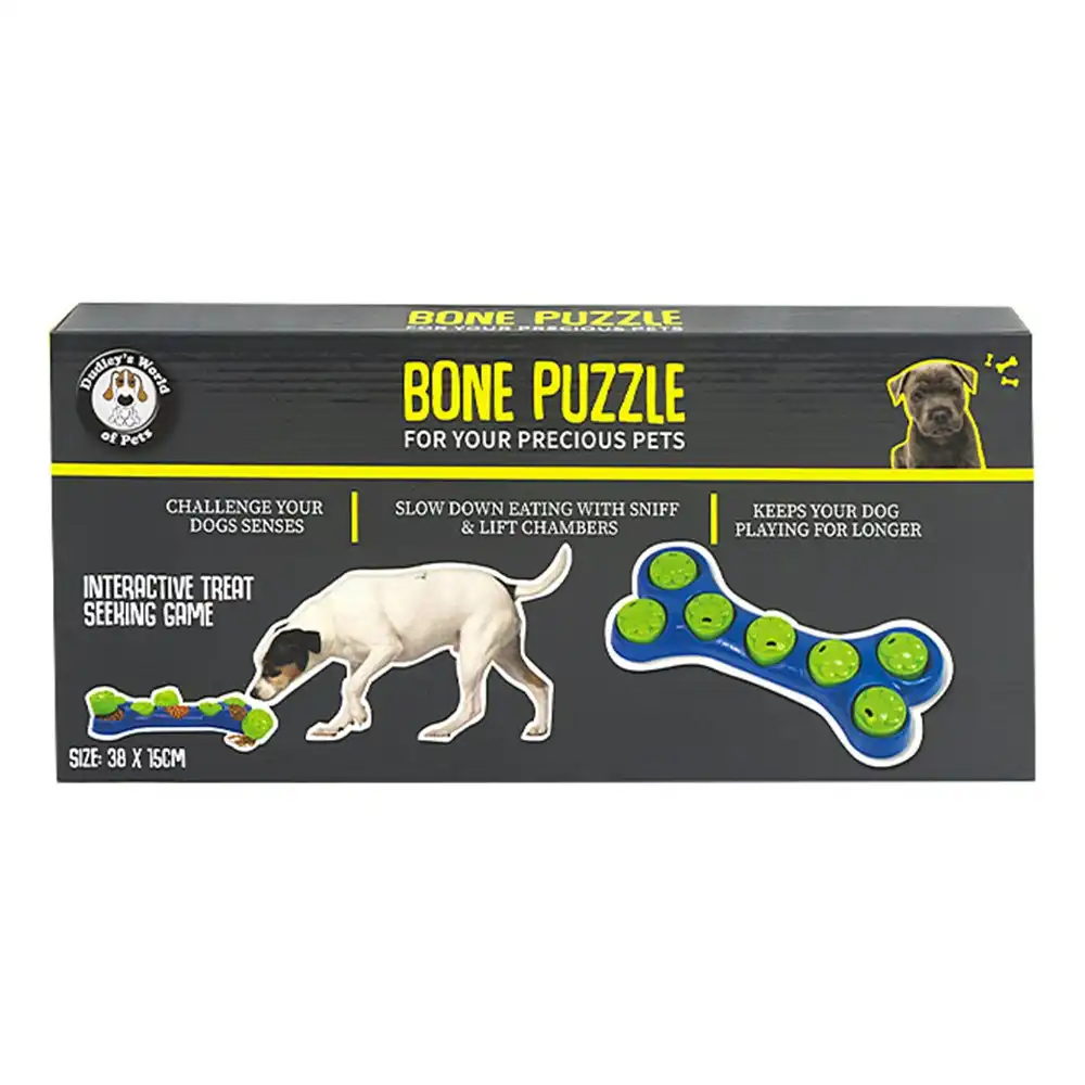 Dudley's World Of Pets Puzzle Game Dog Interative Play Toy Bone Shaped