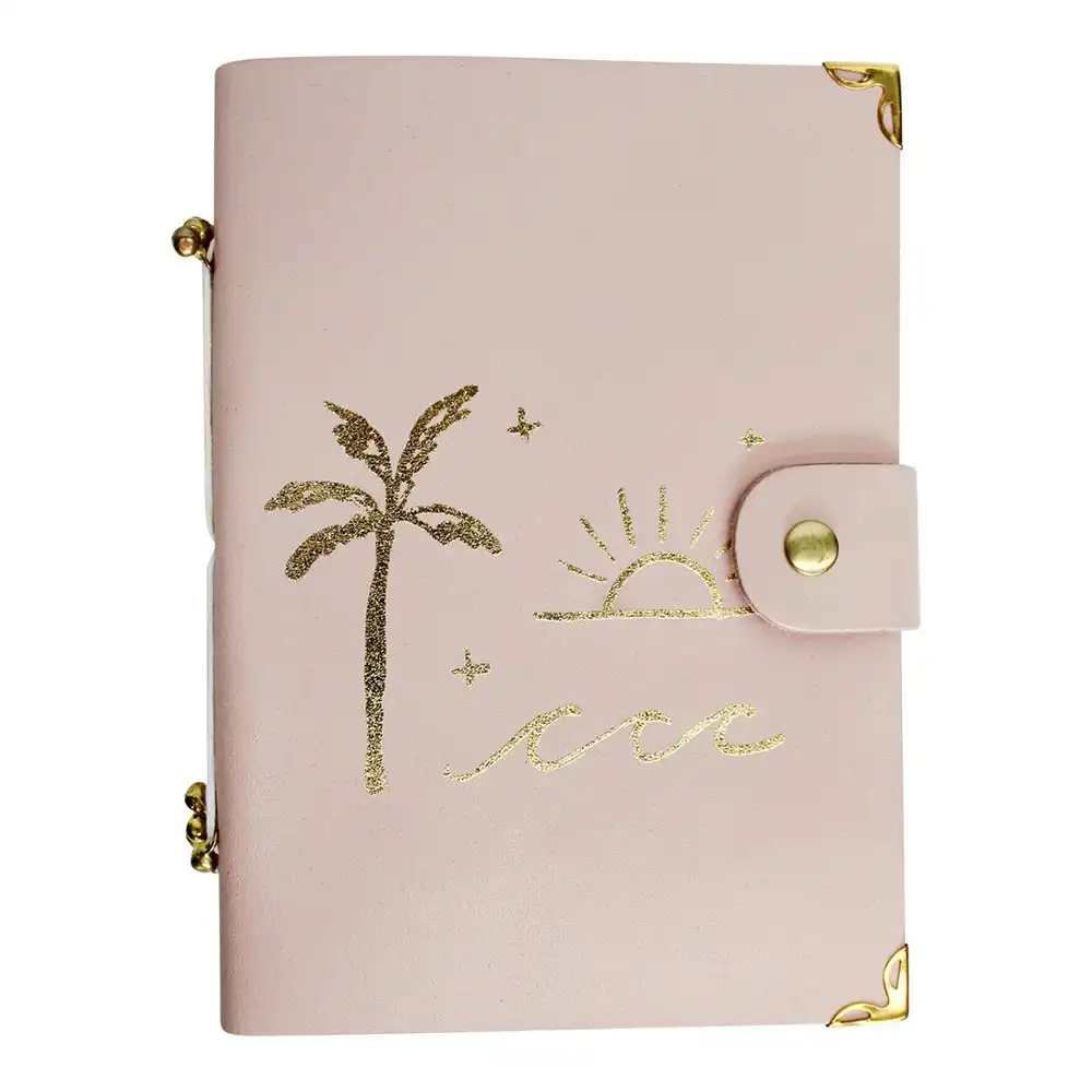 Leather/Paper 18cm Golden Beach Notebook Travel Writing Journal/Diary Pink/Gold