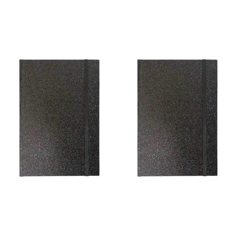 2x LVD 21cm Notebook A5 Journal Writing Paper Stationery 80 Pages Glitter Black