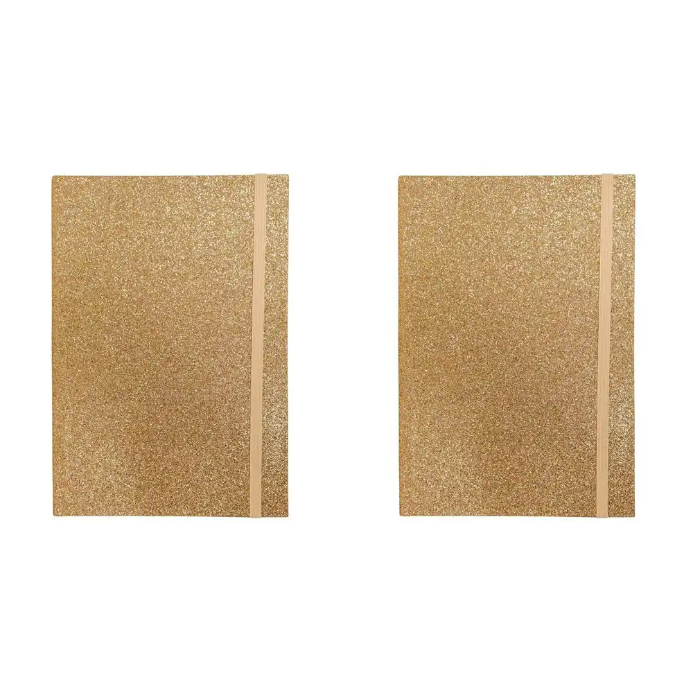 2x LVD 21cm Notebook A5 Journal Writing Stationery 80 Pages Glitter Champagne