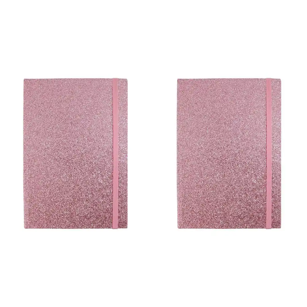 2x LVD 21cm Notebook A5 Journal/Note Writing Stationery 80 Pages Glitter Rose