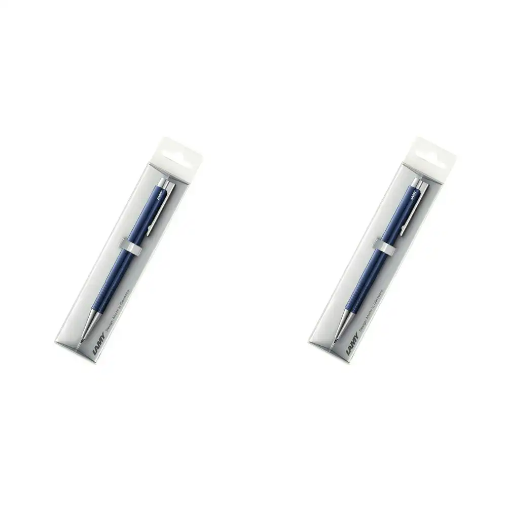 2x Lamy Logo M+ Hangsell Plastic Clip/Push-Button Steel Polished Ball Pen Blue