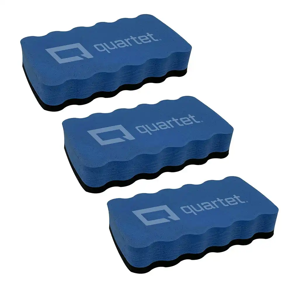 3x Quartet Basics Magnetic Eraser Cleaner For Home/Office Whiteboard Navy Blue