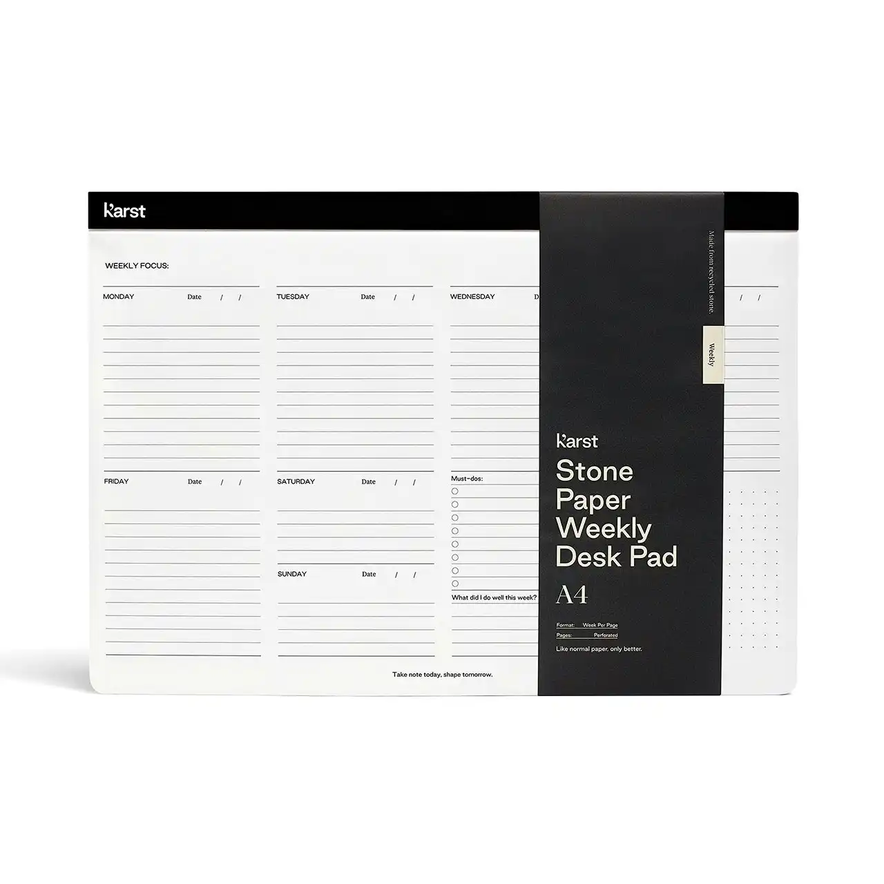 Karst 60-Sheet Stone Paper Weekly Desk Pad Personal Organiser Task/Notes Planner
