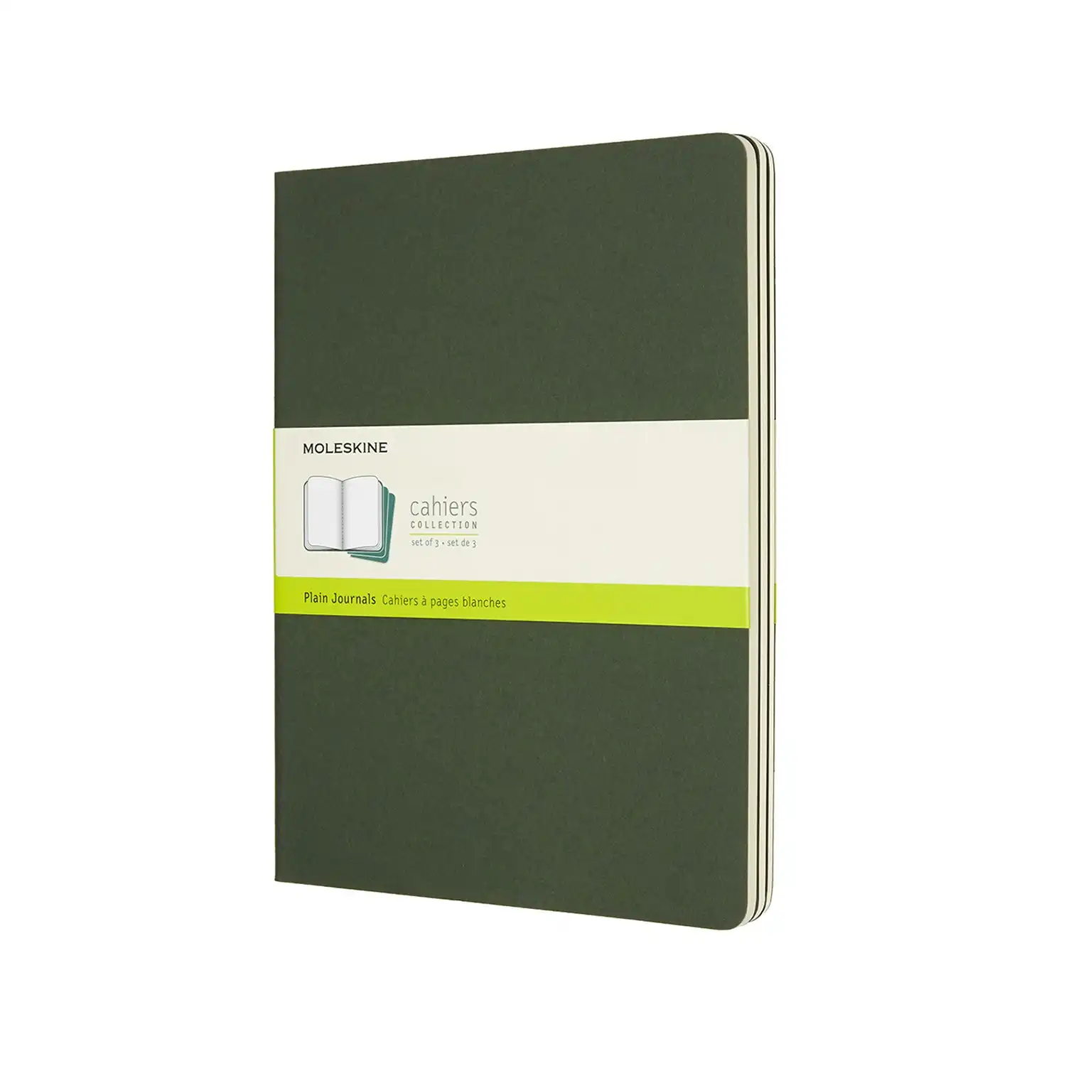 3pc Moleskine Plain Cahier Notebook Architects/Designers Journal XL Myrtle Green