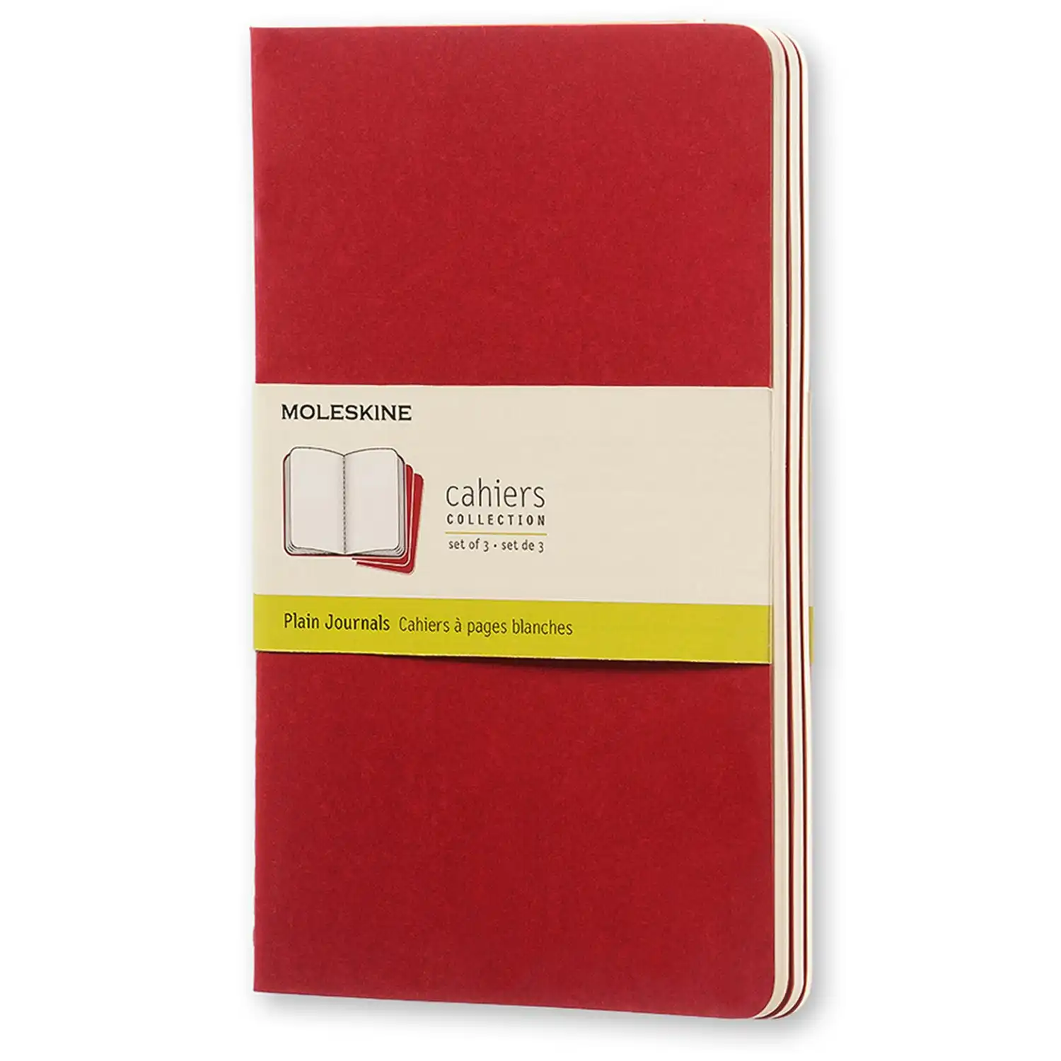 3pc Moleskine Plain Cahier Notebook Architects/Designers Journal L Cranberry Red