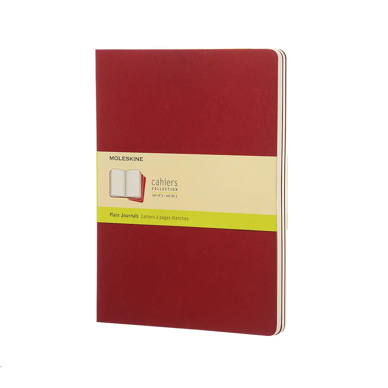 3pc Moleskine Plain Cahier Notebook Architects/Designers Journal XL Cranberry RD