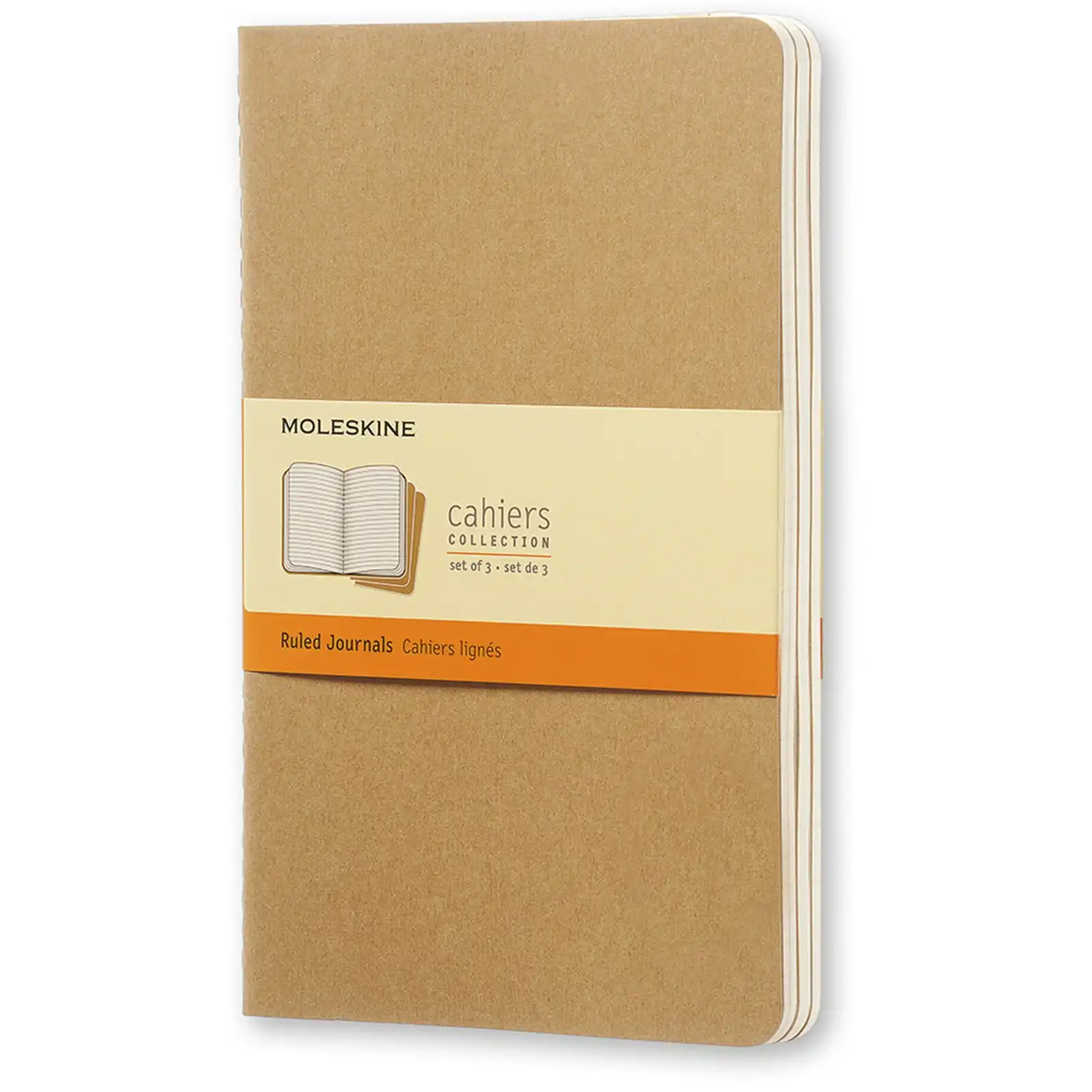 3pc Moleskine 80 Pages Ruled Pocket Cahier Notebook L Student Journal Pad Kraft