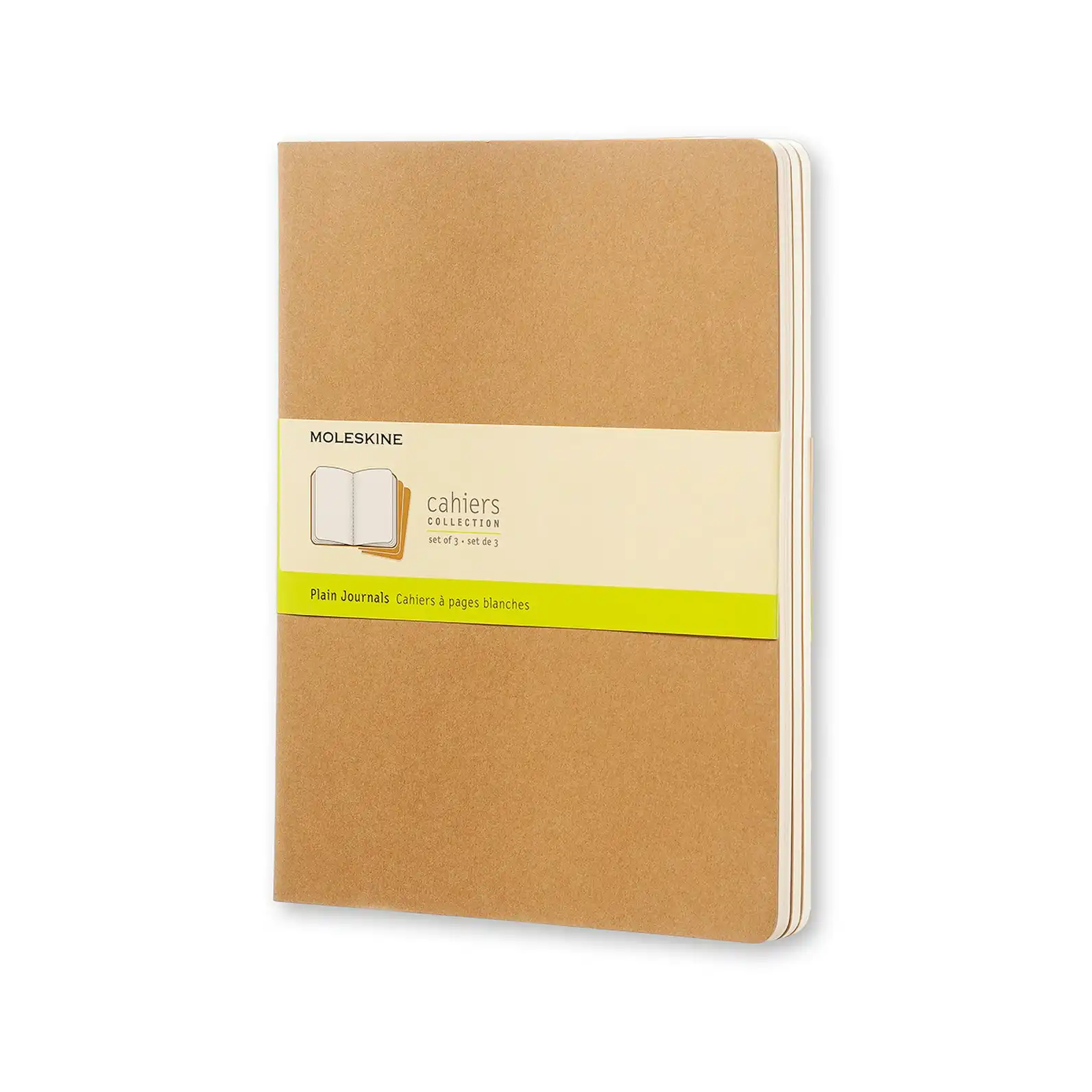 3pc Moleskine 80 Pages Plain Cahier Notebook XL Office/Student Journal Pad Kraft