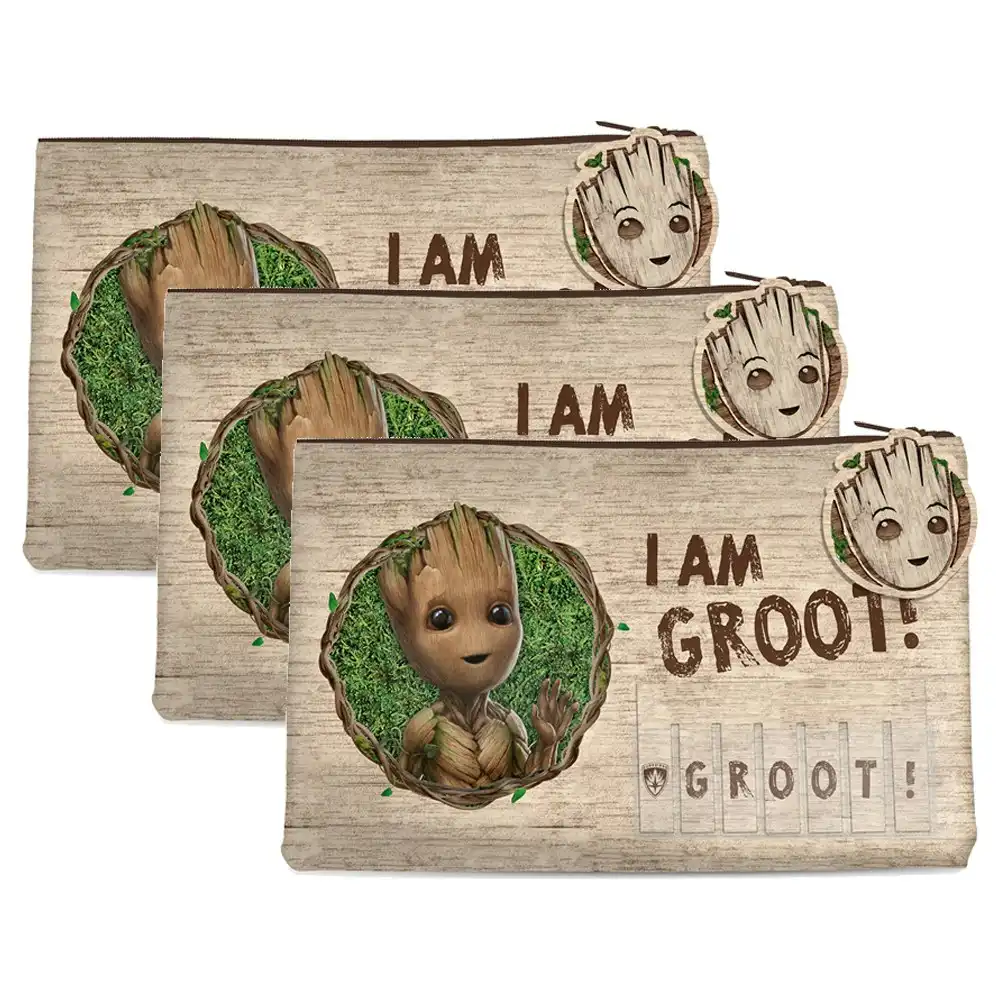 3x Marvel MCU Guardians of The Galaxy I am Groot Named Pencil/Stationary Case