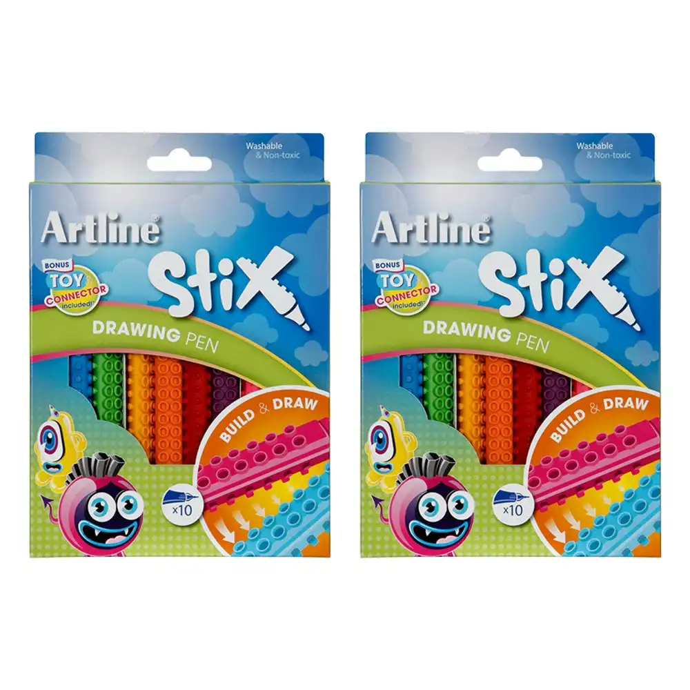 20pc Artline Stix Connectable Kids/Childrens Art/Craft Drawing Coloured Pens