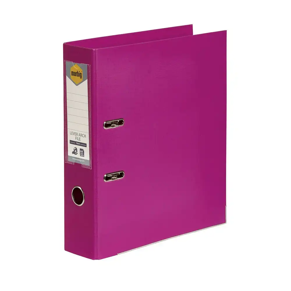 Marbig PE Lever Arch File Folder A4 Document Paper Filing Organiser Holder Pink
