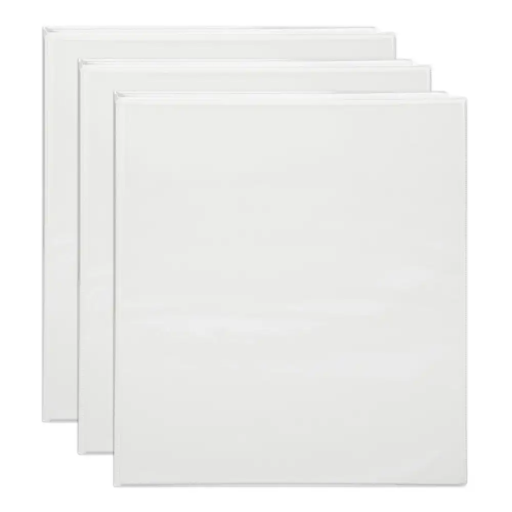 3x Marbig PP Clearview 3 D-Ring 50mm A4 Insert Binder File Paper Organiser White
