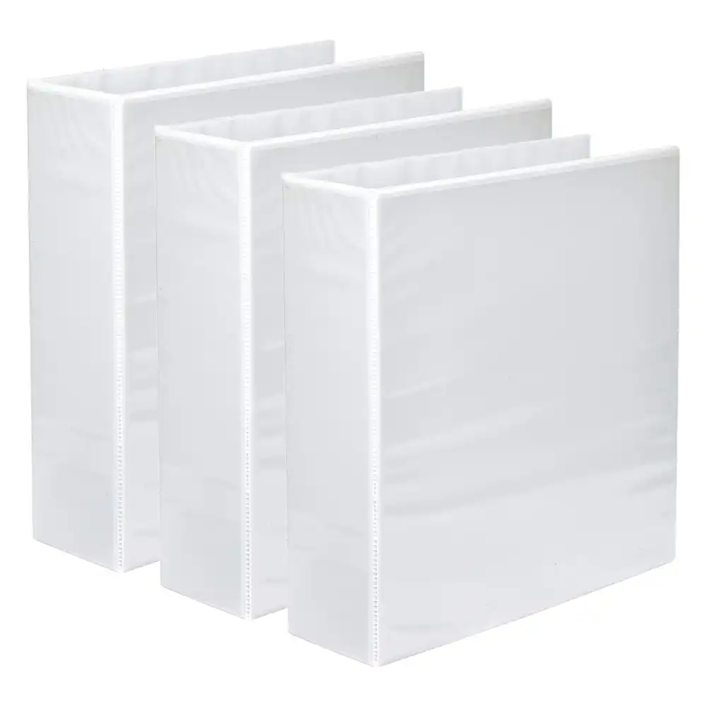 3x Marbig PP Clearview 2 D-Ring 65mm A4 Insert Binder File Paper Organiser White