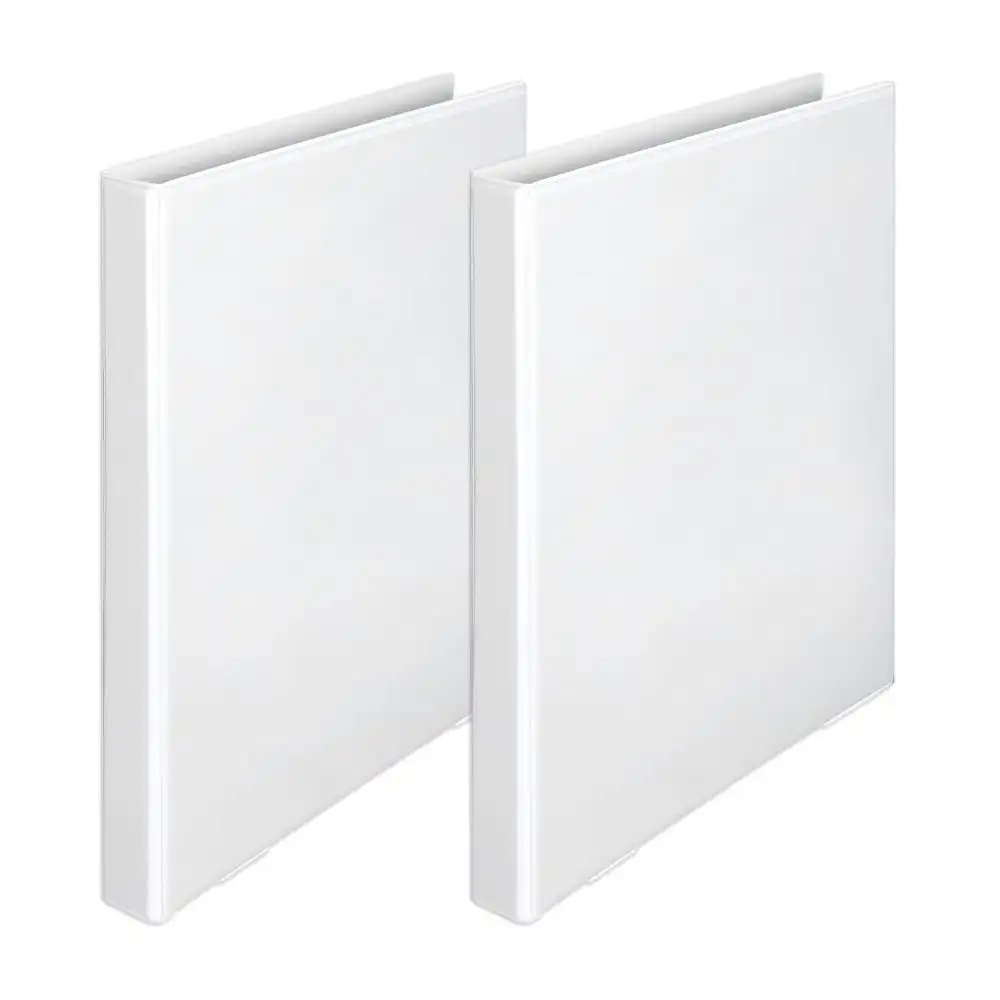 2x Marbig PP Clearview 4 D-Ring 19mm A4 Insert Binder File Paper Organiser White