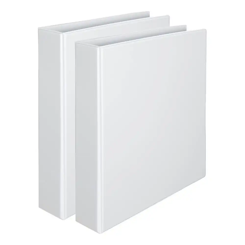 2x Marbig Clearview Hi-Cap 3 D-Ring 65mm A4 Binder File Document Organiser White