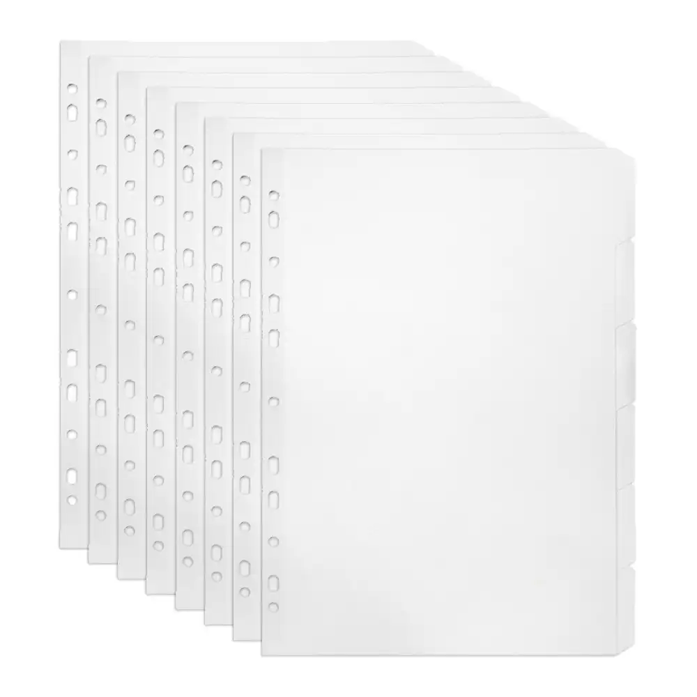 8x Marbig White 6-Tab Manilla A4 File Ring Binder Divider Index/Page Organiser