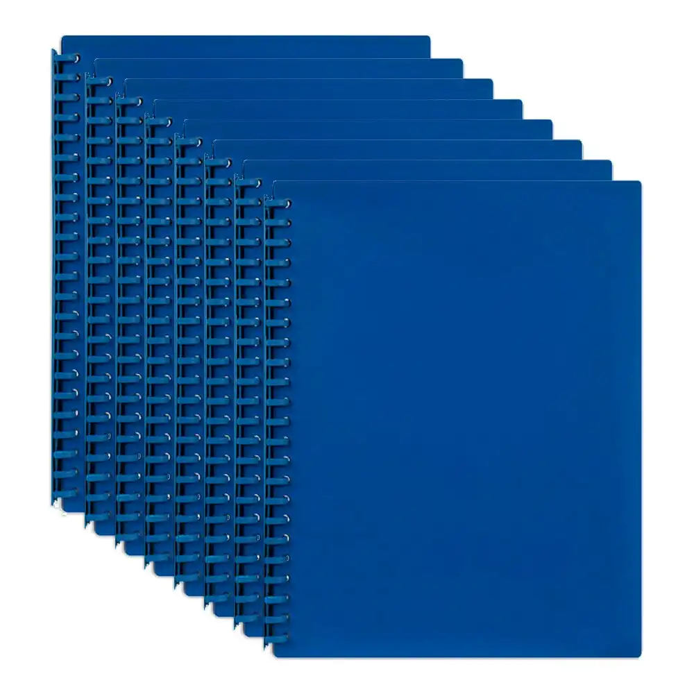 8x Marbig Premium 20-Pocket Refillable A4 File Display Book Document Folder Blue