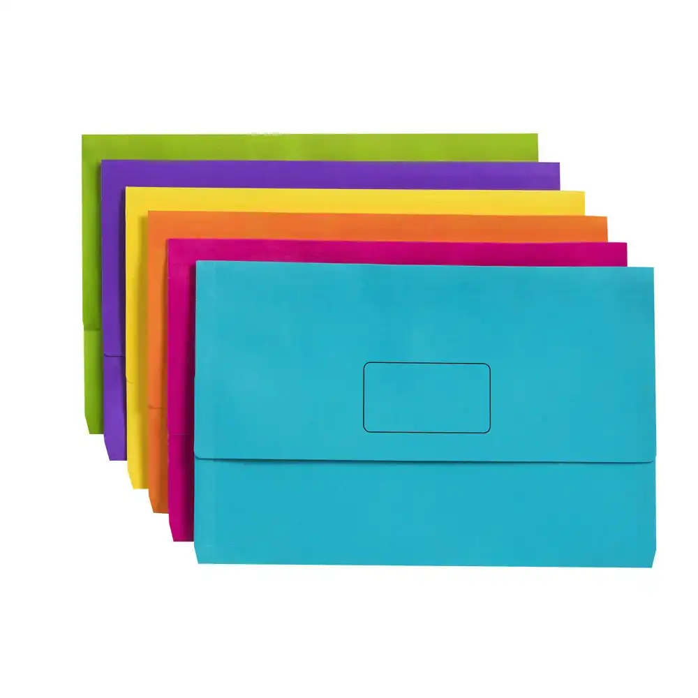 40pc Marbig Slimpick Brights Foolscap Document Wallet Paper Storage Assorted