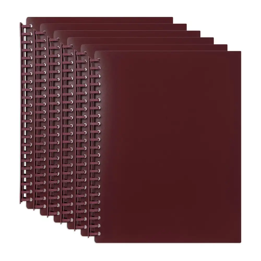 6PK Marbig 20-Pocket A4 Refillable Document/File Holder Display Book - Maroon