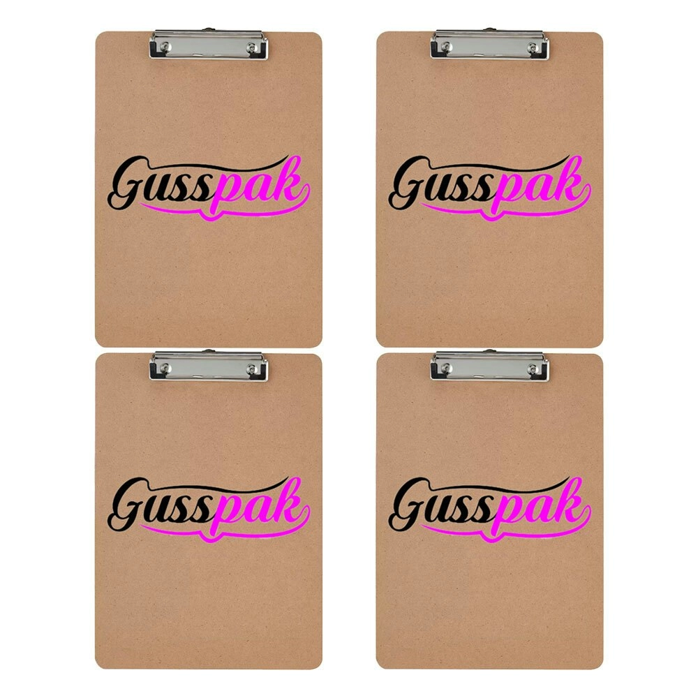 4PK Gusspak Masonite A4 Paper Lightweight Durable School/Office Clipboard Brown