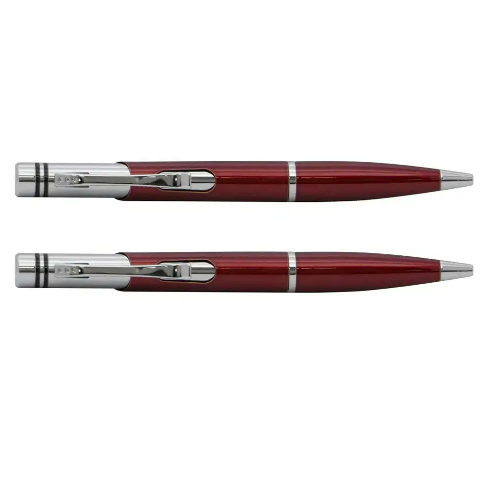 2x Scripto Premium Clooney Durable Home / Office Strationary Ball Point Pen Red