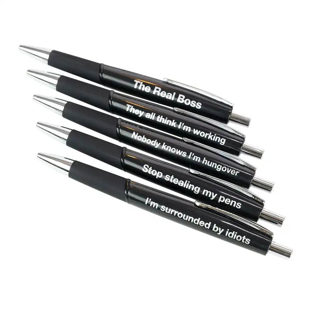 5pc Funtime Writing Ball Point Pens w/Attitude Home/Office Stationery Ballpen