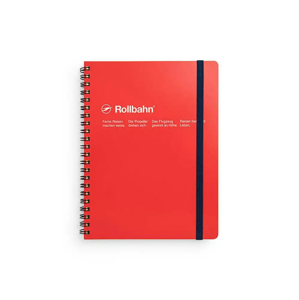 Delfonics Rollbahn Spiral Bound A5 Grid Notebook 160pg Journal Stationery Red
