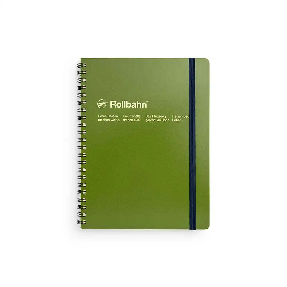 Delfonics Rollbahn Spiral Bound A5 Grid Notebook 160pg Journal Stationery Olive