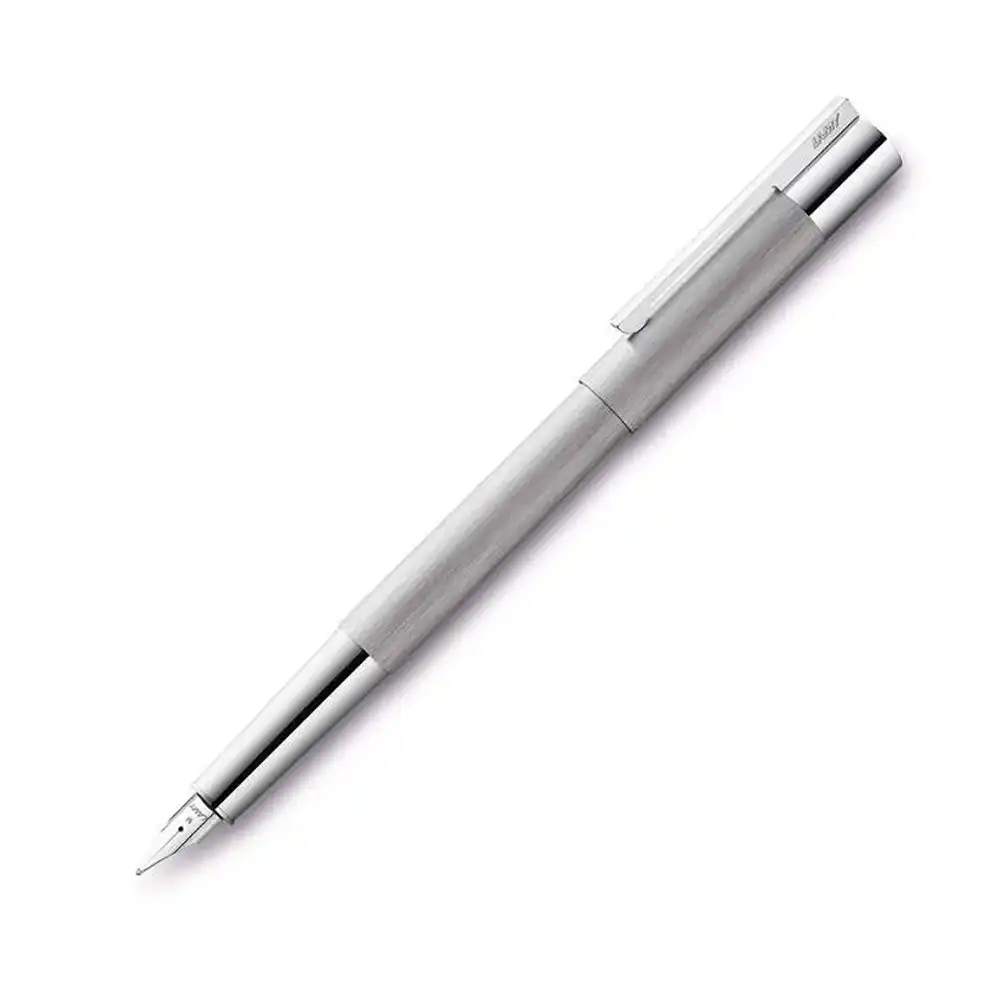 Lamy Scala Fountain Pen Medium Nib Writing Stationery Brushed Stainless Steel