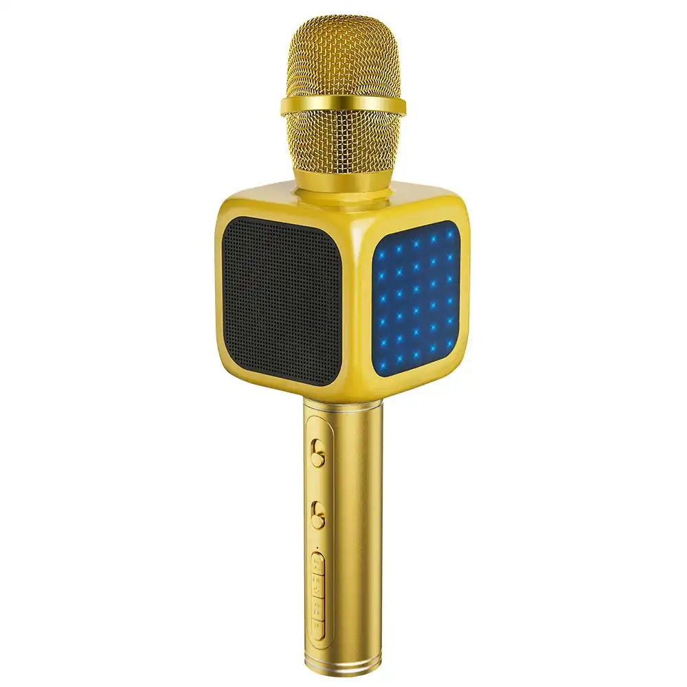 True Sound 27cm Bluetooth Wireless Karaoke Microphone Speaker Party Music Gold