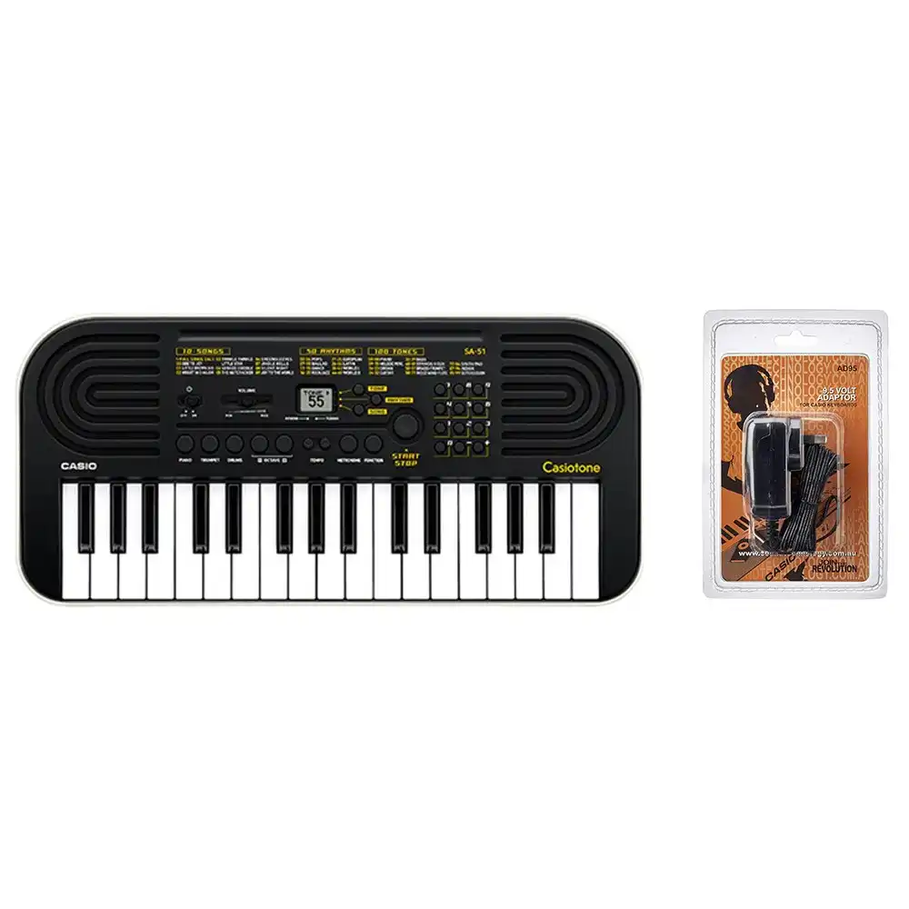 Casio SA-51 Casiotone Mini 32 Key Keyboard/Electric Piano w/Wall Adaptor Black