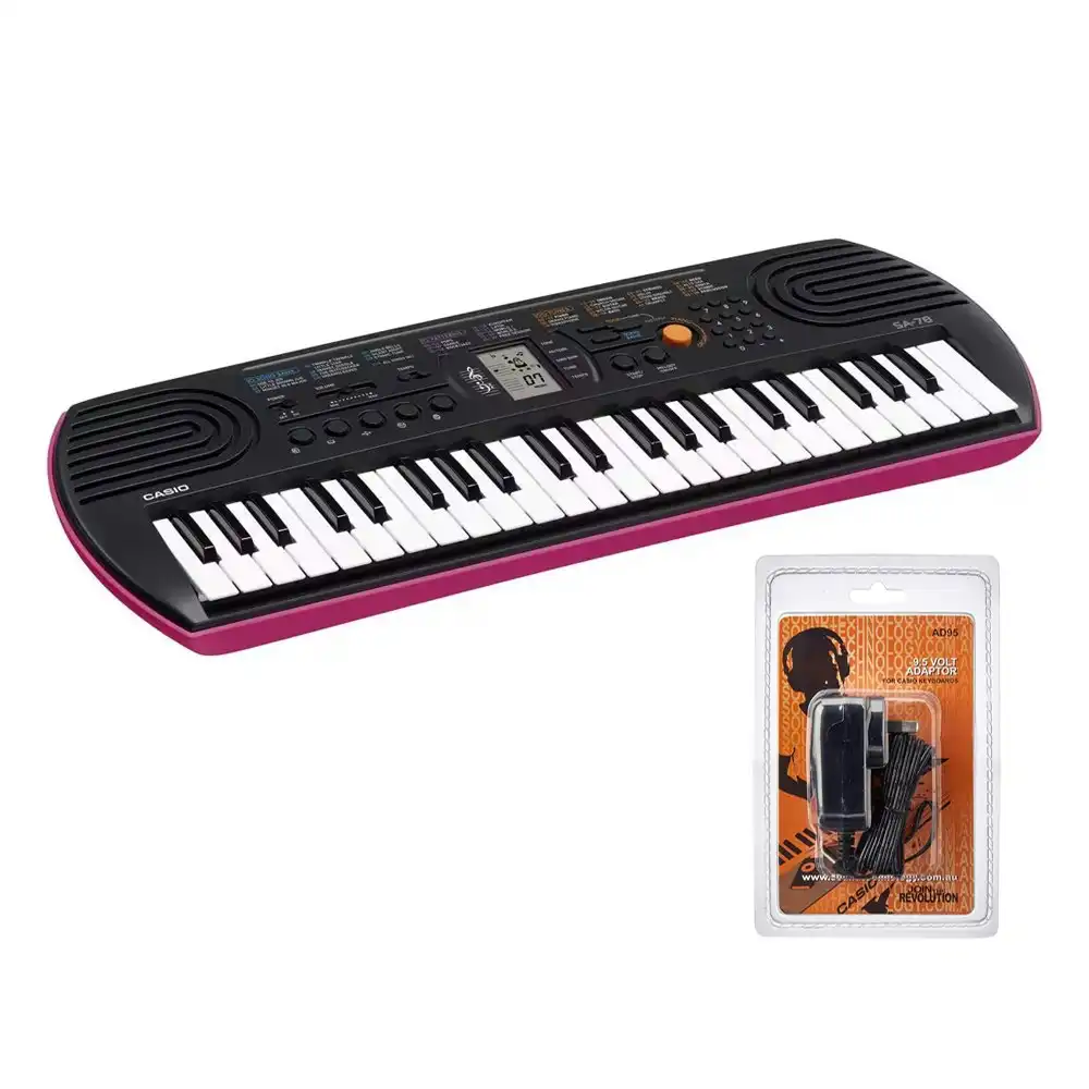 Casio SA-78 Casiotone Mini 44 Key Keyboard/Electric Piano w/Wall Adaptor Black