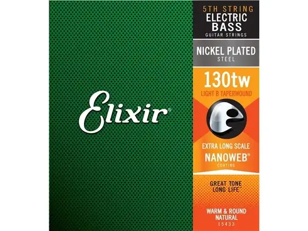 Elixir #15433 Bass Guitar Nano Nickel Plated Steel 0.130 XL-TW Single Strings